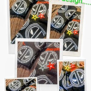 Deadpool Themed Black Socks with Star Accents